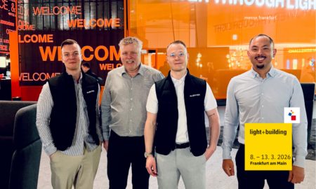 A photo of part of the Alemtek team in Frankfurt at Light + Building.